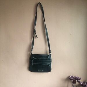 Nine West Womens Coralia Ailani Black Leather Outer Pockets Crossbody Purse